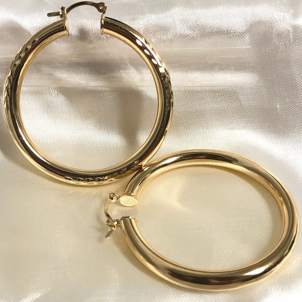 18k Gold Filled Large Hoop Earrings PRICE IS FIRM - Picture 3 of 6